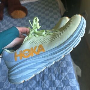 Hoka Athletic Shoes in Light Green and Blue